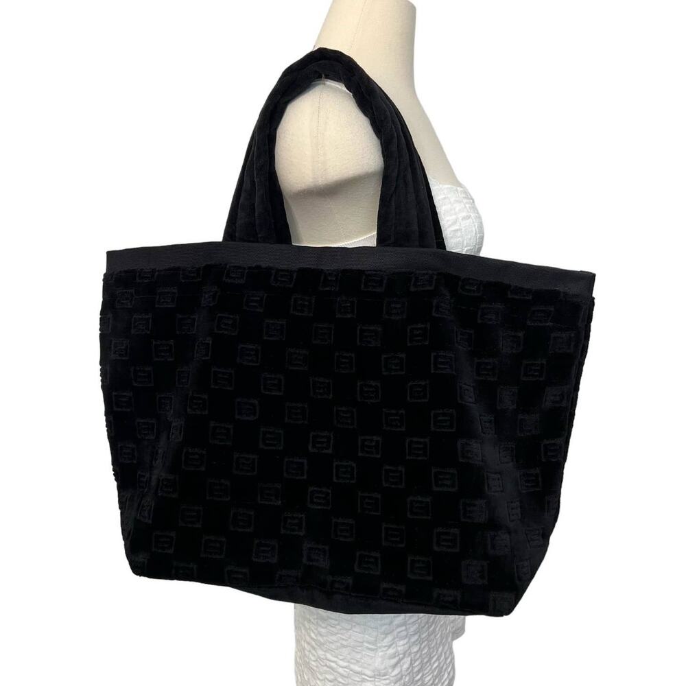 Elie Tahari Black Logo Velvet Tote Bag